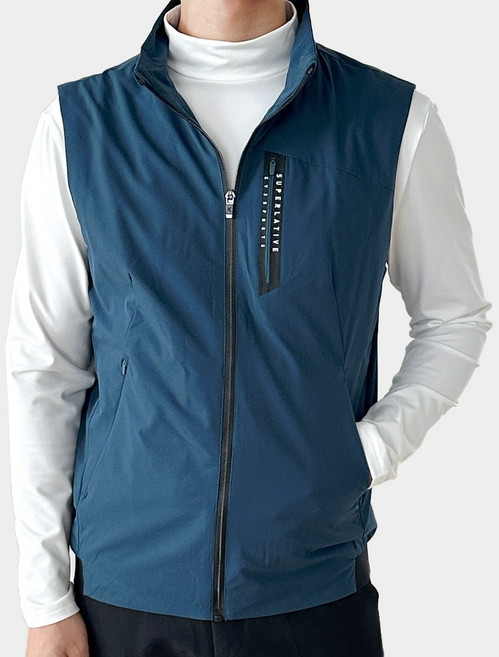 김영주스포츠 남성 하이넥 집업조끼 KRMV5601 방풍 베스트 등산 캠핑 골프웨어