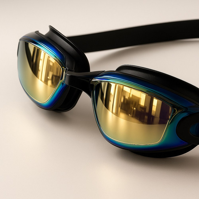 DIVELA 미러수경 눈부심방지 자외선보호, 1개, 화이트(골드미러)