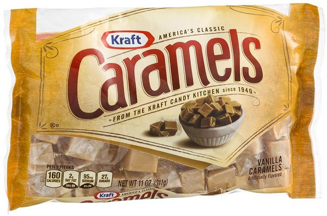 Kraft Caramels 개별 포장된 캐러멜 캔디 스낵 백 (325ml(11온스) 백 바닐라 3.7kg(125온스) (12팩), 311g