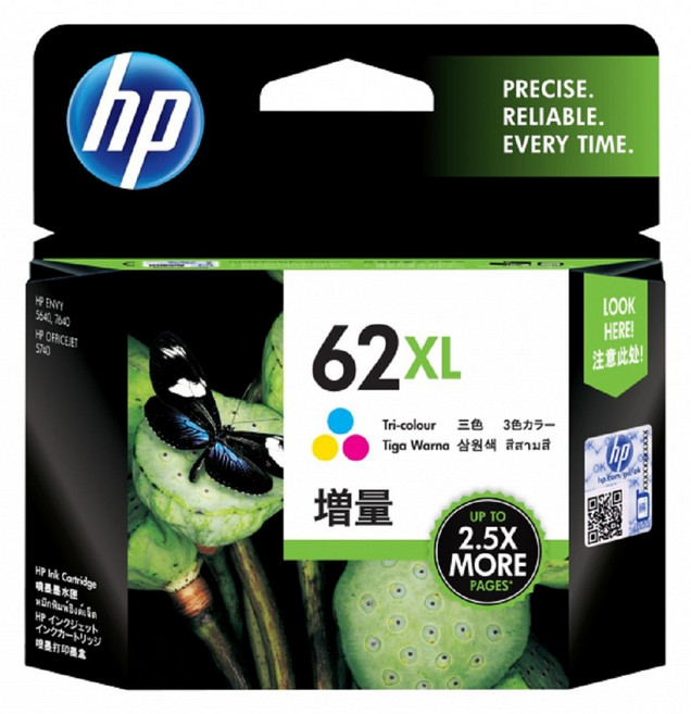 HP 62XL 原廠高容量彩色墨水匣 C2P07AA, 彩色, 1入