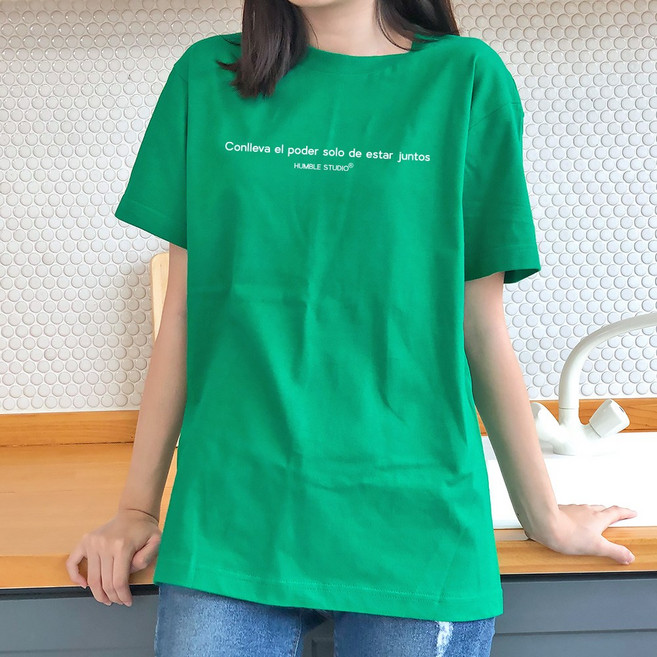 험블스튜디오 17수 레터링 통기성 반팔 티셔츠