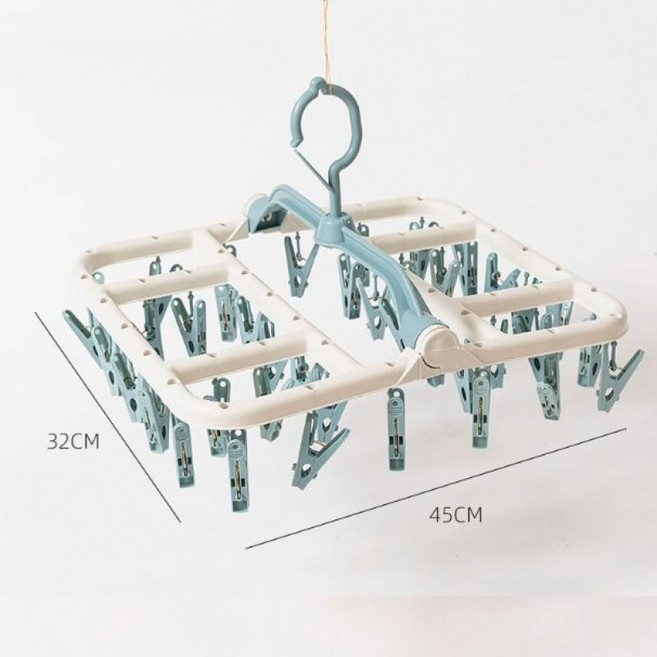 해피유통 옷걸이 플라스틱 두꺼운 양말 집게 바람막이 집게 옷걸이 jhXG03, 블루화이트-40핀