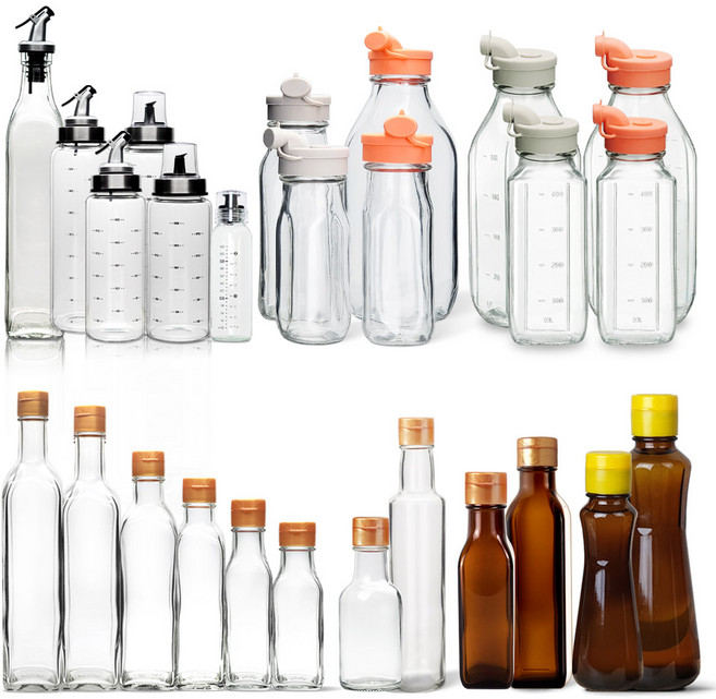 유리 투명 사각 오일병 디스펜서 500ml 갈색 원형 참기름병 밀폐 소스병 간장 양념통, 10-02_투명 참기름병 사각 1P 500ml, 1개