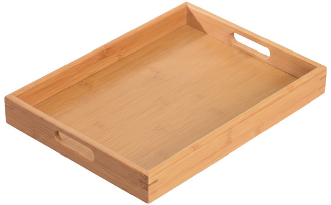 구오빌 프리미엄 손잡이 우드트레이 원목 사각 나무 쟁반트레이, 1개, 내츄럴브라운