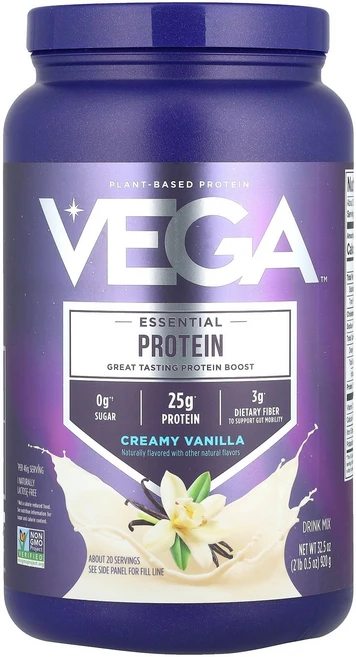 Vega Essential Plant-Based Protein Creamy Vanilla 2 lb 0.5 oz 920 g, Vega, Essential Plant-Based Pr, 1개, 920g - 쿠팡