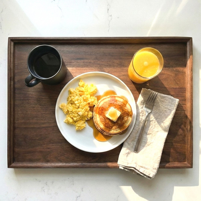 인디아드 나무 쟁반 트레이, 1개, 다크 우드