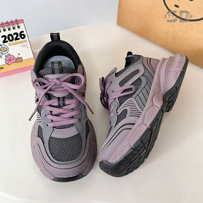 스타일닥터 여성 데일리 컴포트 퍼플 슈즈 키높이 운동화