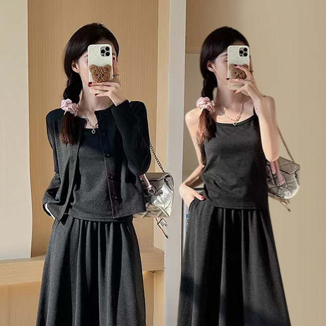 사은품 증정 디센느 나시 가디건 캐주얼 쓰리피스(3color)