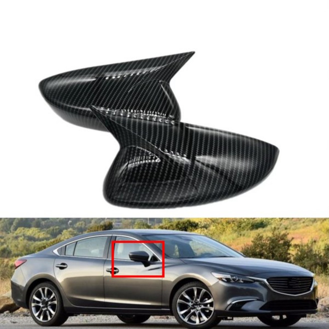 mazda 호환 6 Atenza 용 자동차 백미러 사이드 커버 2014 윙 캡 외부 도어 하우징 쉘 ABS 카본/블랙, 01 Gloss Black, 1개