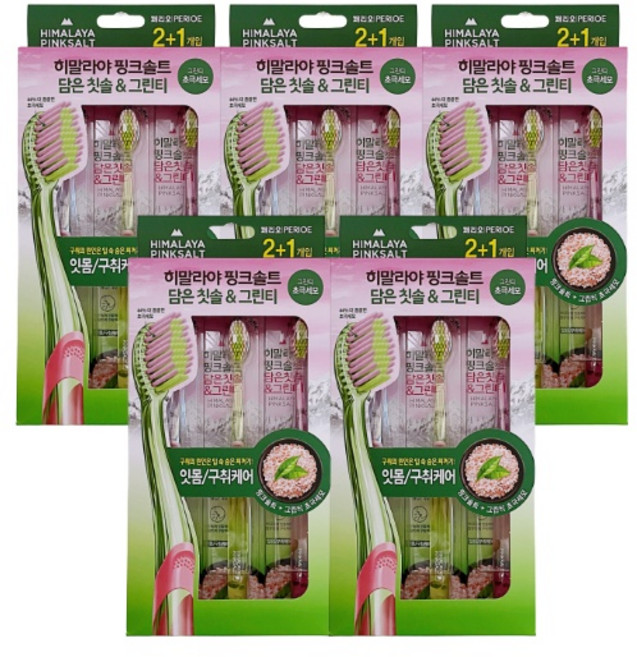 엘지생활건강 핑크솔트 담은 칫솔 그린티 초극세모 3입, 3개, 5세트