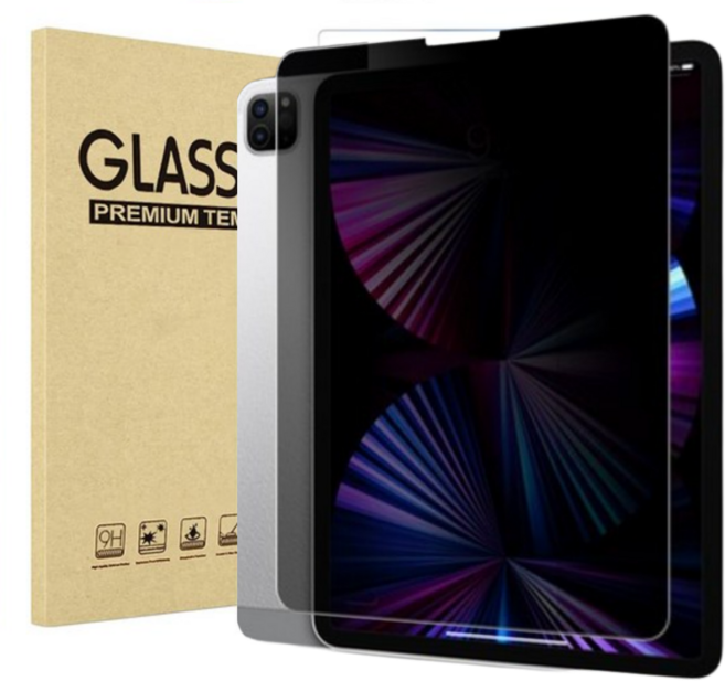 NUBASE 아이패드 m4 사생활보호 강화유리 정보보안 프라이버시 액정보호필름 1P, 블랙