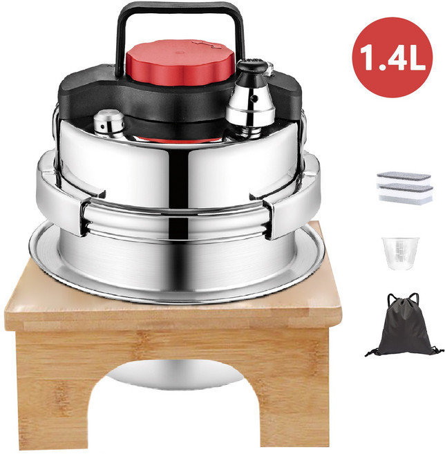 ANYOU 미니 압력밥솥 스텐압력밥솥 5분누룽지가마솥 압력밥솥 솥밥, 1개, 304L, 1.4L