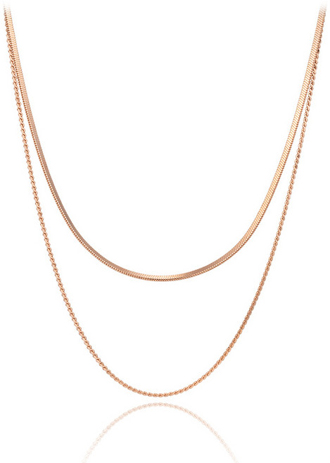 엘르악세사리 여성용 헤링본 스네이크 체인 레이어드 두줄 목걸이 ELBRNN192