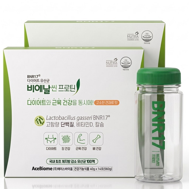 BNR17 다이어트 유산균 비에날씬 프로틴 40g 14포 텀블러 증정, 2박스, 14회분
