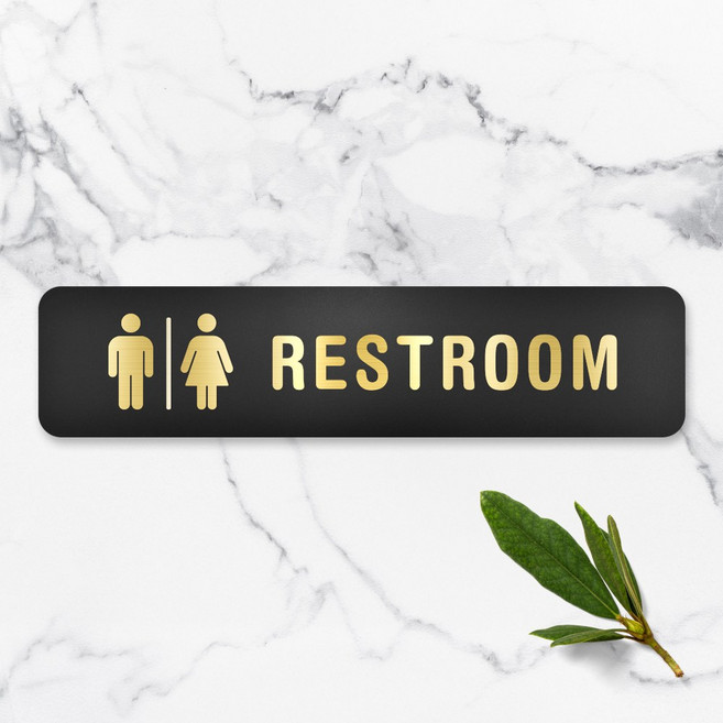 루리앤메리 호텔을 위한 골드샤인 안내판 팻말 주문제작형 부서명패 283 x 66, 66 화장실
