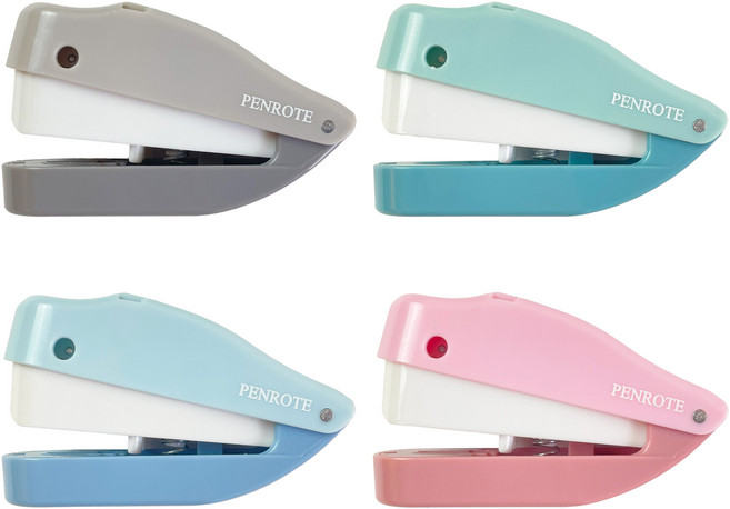 筆樂PENROTE 無針釘書機 環保安全 辦公文具 學生適用, 新色 藍, 1個