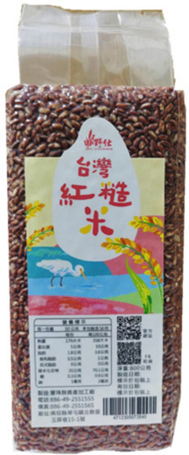 田野仕 台灣紅糙米, 800g, 3個