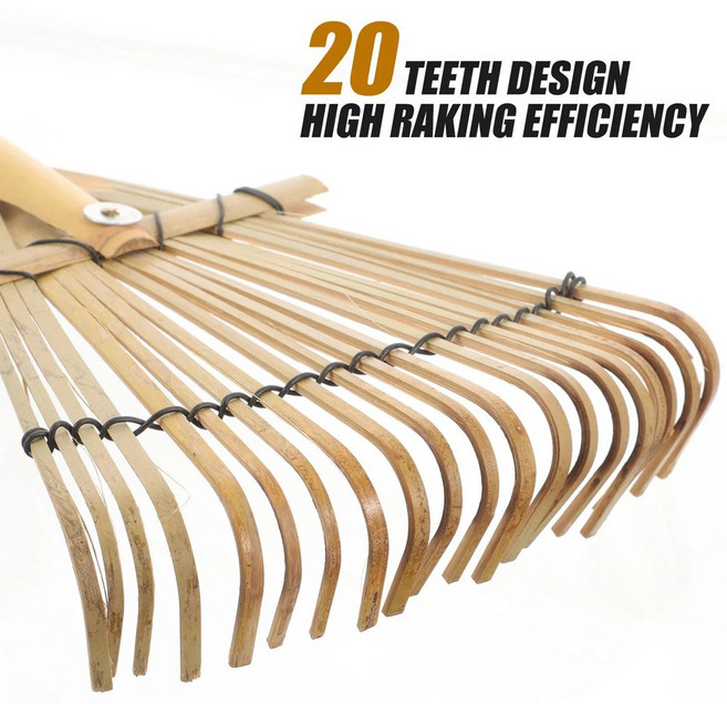 정원용 대나무 갈퀴 손으로 적합 잔해물 잔디 잎갈퀴 이식용 갈쿠리 편안한 갈퀴 탄소강, 1개