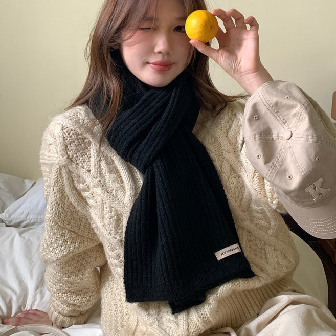 일상가 포근한 남여공용 베이직 기본 무지 롱 니트 울 양모 머플러 목도리