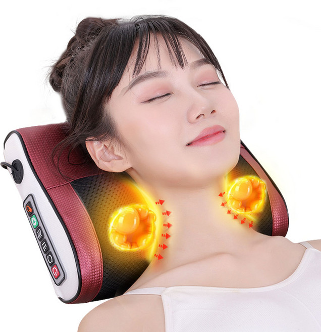 Garrl 목 어깨 마사지기 베개마사지기 안마기 안마베개 주무름 온열 6개 조작 버튼 골드 블루 레드, Garrl-341