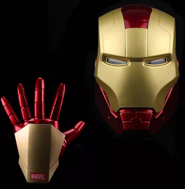 아이언맨의 헬멧 자비스 갑옷 전신 웨어러블 변신 아동 마스크 팔 장갑 장난감 선물, 어린이용 헬멧 + 짧은 왼손  10 세 이상 비고 발행, 1개