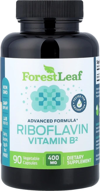 Forest Leaf Riboflavin Vitamin B2 400 mg 90 Vegetable Capsules, Forest Leaf, Riboflavin Vitami, 1개 - 쿠팡