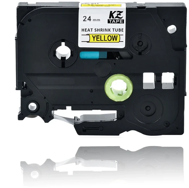 브라더 P-터치 PT-E550W PTH110 용 열 수축 튜브 테이프 HSE-231 케이블 태그 1 개, 09 24mm yellow