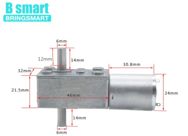 12V 볼트 DC 웜기어 이중 샤프트 모터 맞춤형 이중 출력 샤프트 감속기 모터 24V DC 반전 감소 자동 잠금 J, 18rpm, 6V, package A, 1개