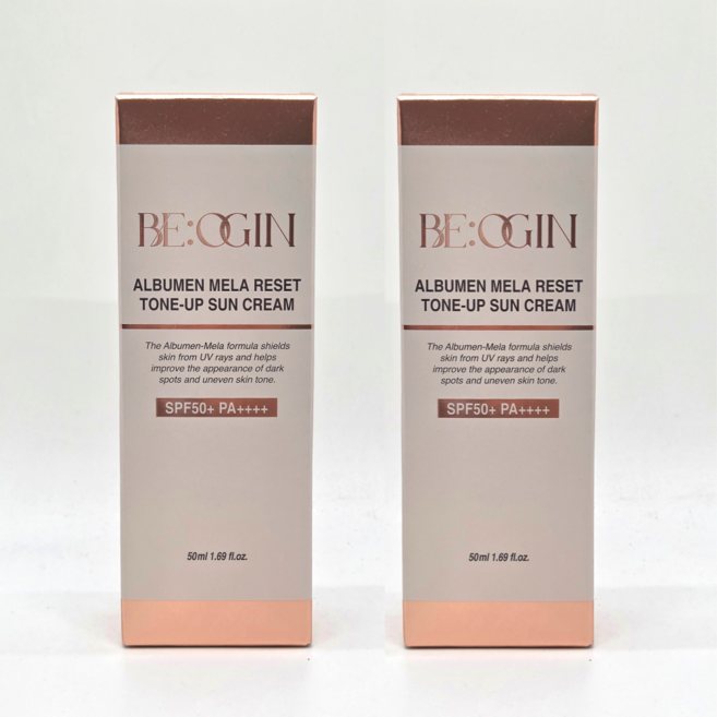 비오진 알부민 멜라 리셋 톤업 선 크림 + 세안퍼프 증정, 2개, 50ml