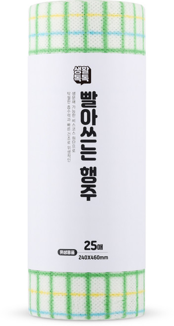 생활toktok 국산 여러번 빨아쓰는 롤타입 레이온 자연 행주 L, 1개, 25개입