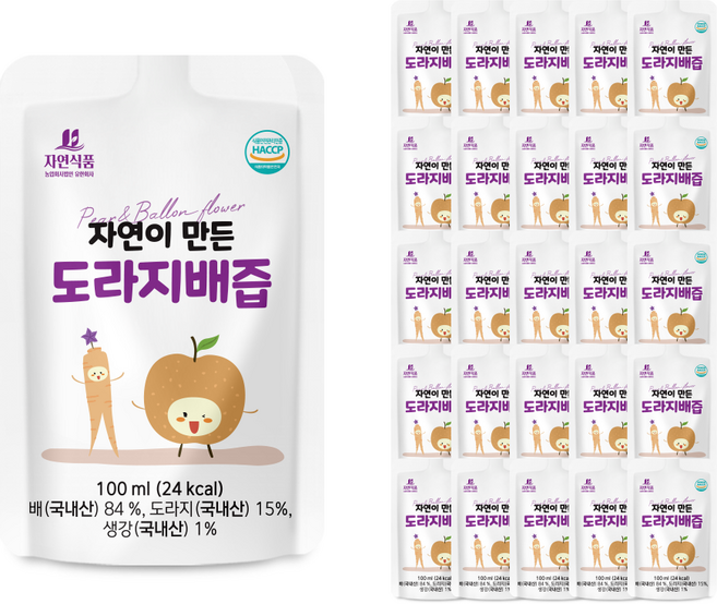 자연식품 자연이 만든 도라지배즙, 100개, 100ml