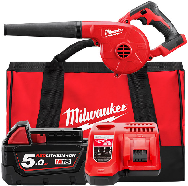 밀워키공식대리점 M18 BBL-501B 18V 무선 송풍기 미니 블로워 충전 낙엽청소기 차량용 세차 캠핑 눈치우는기계 제설기 세트, 1개