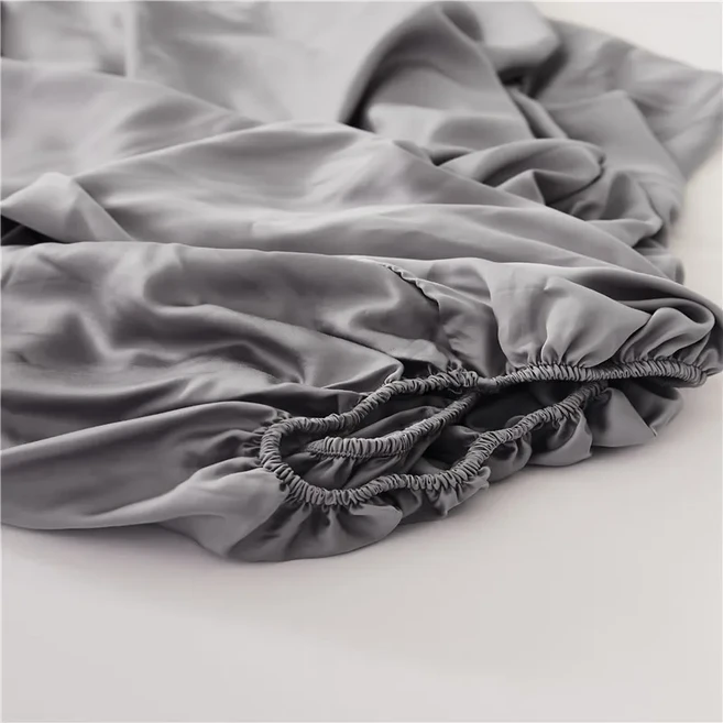 럭셔리 천연 리오셀 섬유 부드러운 텐셀 장착 시트 솔리드 매트리스 커버 어라운드 탄성 고무 밴드 포함 1., A. 1pc 150x200cm, 09 grey, 1개