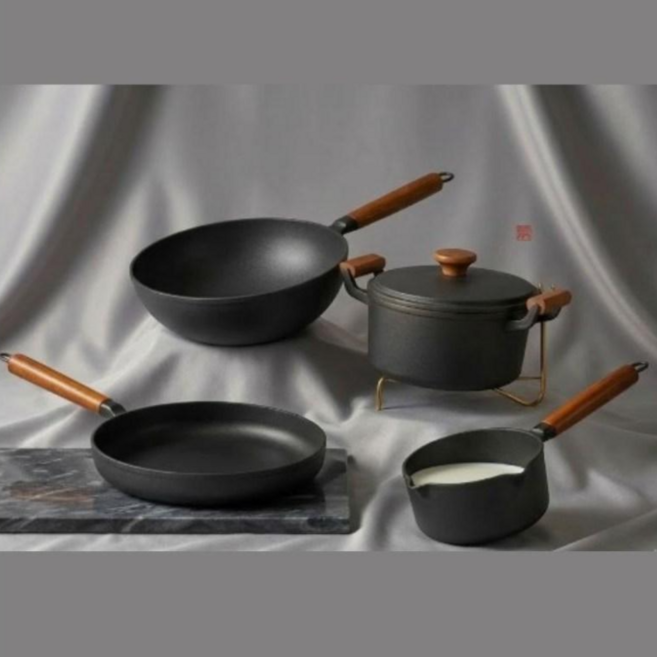 미츠키 인덕션용 무쇠 후라이팬 블랙 냄비 세트, 1세트, 4종, 미츠키 무쇠