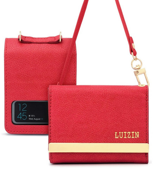 갤럭시 Z플립4 _ 루이진 심플백 지폐1칸+카드4장 수납 지갑형 케이스 + 핸드스트랩