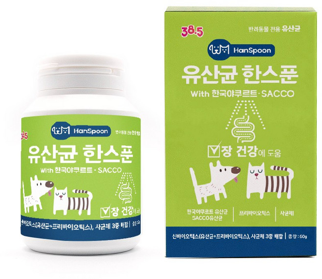 385도씨 반려동물 유산균한스푼 영양제, 장건강/유산균, 60g, 1개