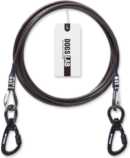 독스랩 강아지 와이어 리드줄 로프 중형견 대형견, 1개, 블랙