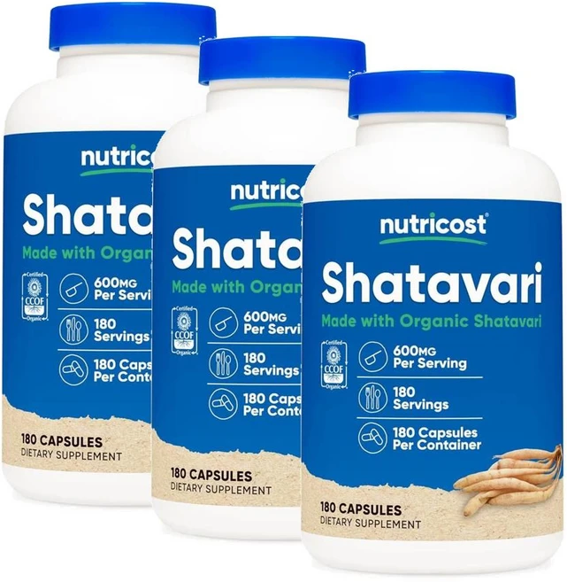 뉴트리코스트 샤타바리 600mg 캡슐 Nutricost Shatavari, 3개, 180정 - 쿠팡