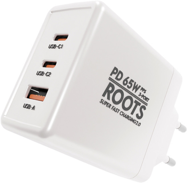 루츠 국내생산 초고속 멀티 충전기 C타입 3포트 PD 65W PPS, 화이트, 1개