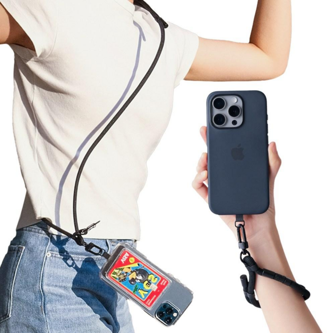 릿츠 도난방지 스트랩 소매치기 방지 손목+목걸이 세트, 1세트, 블랙