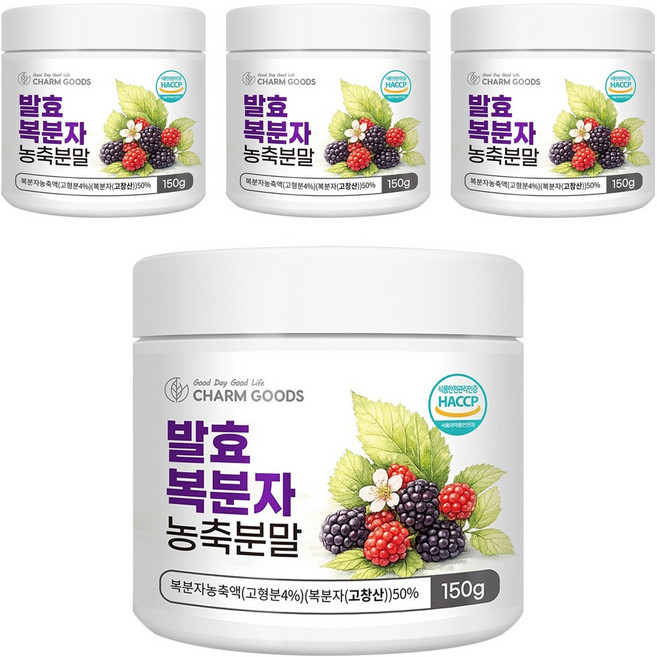 발효 복분자 농축 분말 가루, 4개, 120g