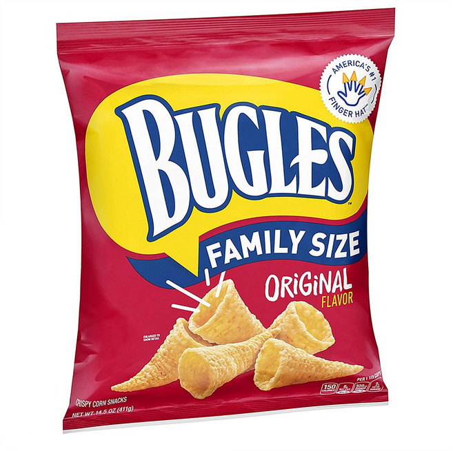 Bugles 부글스 크리스피 콘 스낵 오리지널 Crispy Corn Snacks 14.5oz(411g) 4팩, 411g