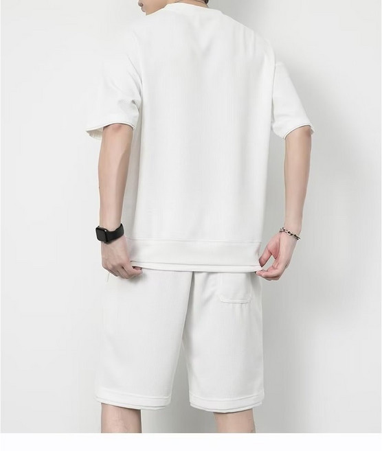 ANYOU 남성 여름 반팔 캐주얼 투피스 루즈핏 트레이닝복 상하세트