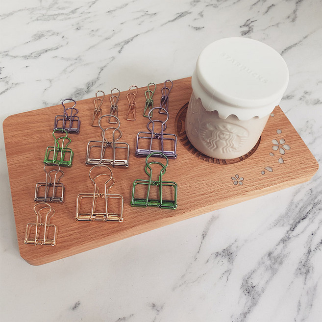 쇼팡 더블클립 모양클립 와이어클립 북마크 바인딩 집게 디자인 클립 모음, 1개, 03.큰 물방울 클립-로즈골드