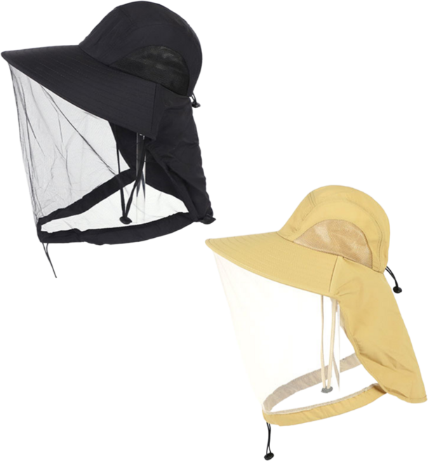 방충망 모자 얼굴 모기장 양봉 벌초 벌모자 2p 세트, 블랙1개+베이지1개