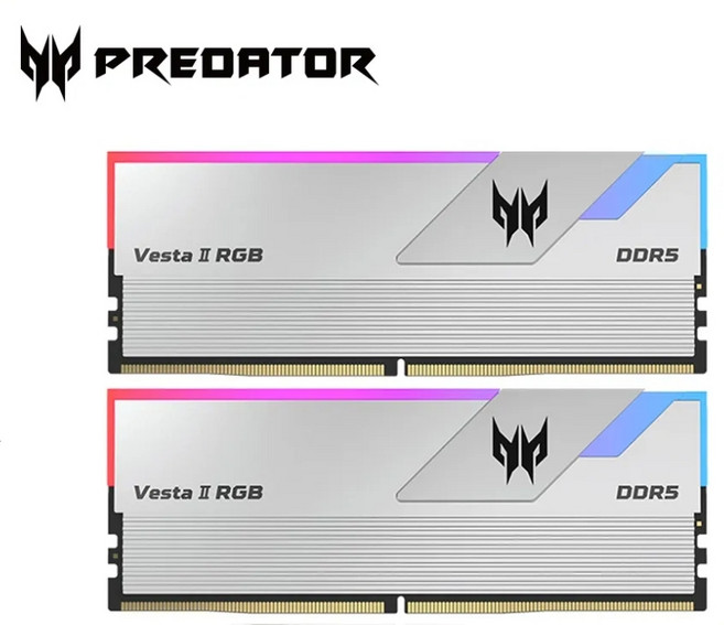 PREDATOR Vesta II RGB DDR5 記憶體, 1個, Acer Vesta II DDR5 6000 CL30 32G*2 RGB 銀