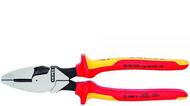 Knipex 09 08 240 SBA 24.1cm(9.5인치) 절연 울트라 하이 레버리지 라인맨 펜치113443, Knipex 09 08 240 SBA 24.1cm(9.