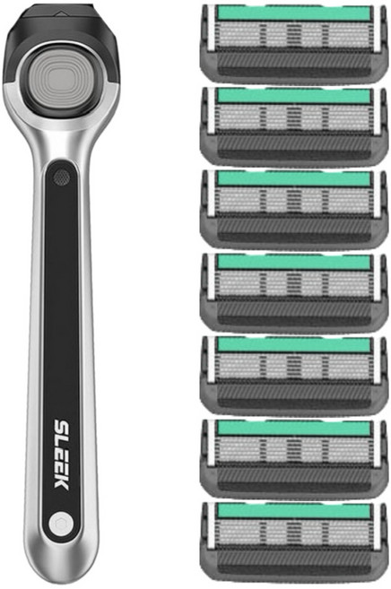 도루코 슬릭 엣지 면도기 핸들+면도기날세트 6중날 면도기날 날면도기 면도 면도날 면도기핸들, 1세트, 면도기핸들 1개 + 면도기날 7개