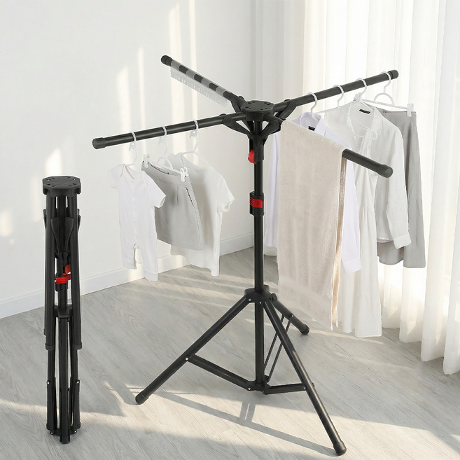 접이식 빨래건조대 대형 우산형 다용도 이불 빨래 건조대, 블랙