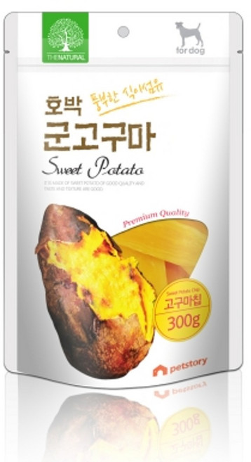더내추럴 호박 군고구마 칩 300g 강아지 건조간식 종합비타민 치석제거, 6개
